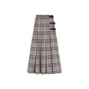 Burberry Check Midi Skirt – Brown - NWT